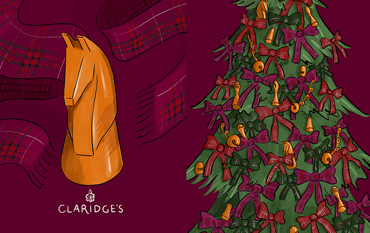 دانيال لي يزين كلاريجز بشجرة ميلادية من توقيع Burberry